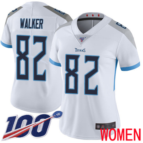 Tennessee Titans Limited White Women Delanie Walker Road Jersey NFL Football #82 100th Season Vapor Untouchable